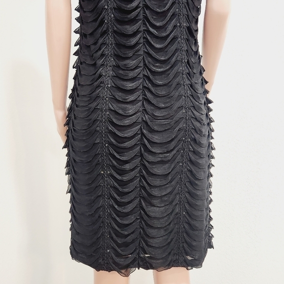 Nwt Little Black Dress with Sequins, Ruffles & Ruching Bodycon Size: 16 - Picture 7 of 10